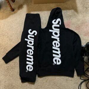 Supreme Satin Applique Black Hoodie & pants